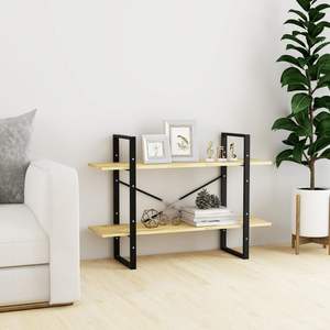 Librería de madera de pino sin tratar y metal negro - Product Image 1