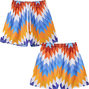Pantalones Cortos Deportivos Casuales para Hombre, Estampado Geométrico, Sublimación, Secado Rápido, Cordón Ajustable, 100% Poliéster, Cintura Media - Product Image 3