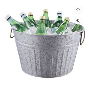 Cubo de hielo de metal galvanizado para bebidas, ideal para fiestas, bañera grande para vino para exteriores, enfriador de bebidas con asas, cubo de hielo metálico. - Product Image 1