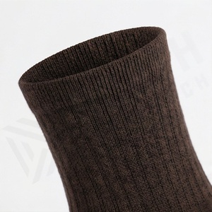 Brown <b>Crew</b> <b>Socks</b> Solid Color Knitted Breathable Daily Wear Adult Regular Style - Product Image 4