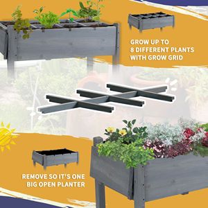 Fioriera Quadrata Grande in Metallo, Vaso Rialzato da Giardino con 8 Griglie per la Coltivazione, Ripiano Portaoggetti e Ruote Bloccabili, Realizzato in Abete - Product Image 4