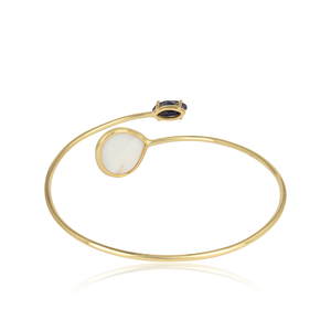 New Fashionable Lapis And Mother Of Pearl <b>Set</b> Gold Plated 925 Sterling Silver Facing <b>Bangle</b> for Women - Product Image 3