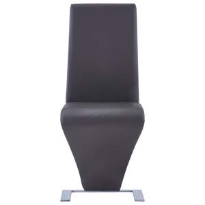 6 pz sedie da pranzo in ecopelle grigie con Design unico a forma di Zigzag - Product Image 2