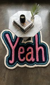Tapis d'intérieur en laine tufté à la main avec design textuel unique YEAH, doux, moelleux, antidérapant, moderne, pour salon, chambre à coucher, décoration de la maison - Product Image 3