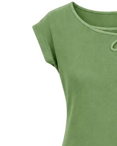 Customized Light Green <b>Women</b> Flower Neck T Shirt Casual Short Sleeve Summer Blouse Soft Breathable Fashion Daily Wear <b>Top</b> - Product Image 3