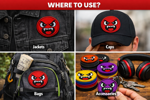 100pcs 2.5 Multi Color Angry Expression Embroidered Patches Iron On Sew On for Jackets Hats Bags 10 Colors - Product Image 6