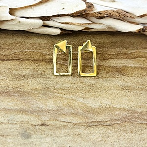 Unique New Design Geometric Triangle <b>Stud</b> <b>Earrings</b> Minimal Brass Jewelry <b>Mens</b> 18K Gold Plated Rectangle Dainty Wholesale OEM ODM - Product Image 1