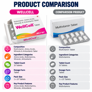 Comprimés multivitaminés SKY EC WellCell, 10 unités, avec acides aminés, minéraux et antioxydants - Product Image 6