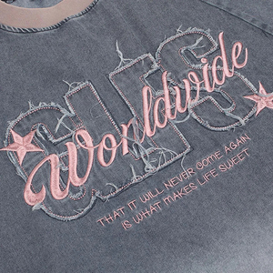 Camiseta Raglán Extra Grande para Hombre GLFS, con Letras Bordadas, Cuello Redondo, Estilo Urbano, 100% Algodón, Ribete en Contraste - Product Image 5