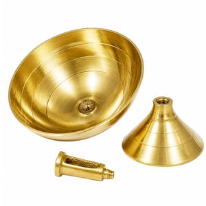 Lámpara de aceite de latón puro, diseño de cuenco redondo Deepam, acabado dorado, Diya tradicional para Puja, Mandir, templo en casa, festival Diwali, adoración - Product Image 4