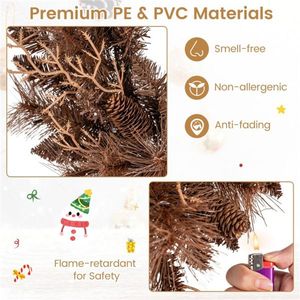 Ghirlanda Natalizia Moderna da Interno Pre-Illuminata da 60 cm con 35 LED Bianchi Caldi, 6 Pigne, 105 Punte di Rami, Bacche e Ghirlanda in PVC Marrone - Product Image 5