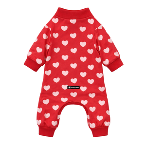 Pijama para perros con estampado de corazones rojos, ropa de dormir suave y elástica para mascotas, ropa de dormir cómoda y transpirable para todas las estaciones para perros pequeños y medianos - Product Image 5