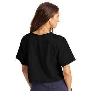 INDEX APPAREL Women's White Crop <b>Top</b> T-Shirt Crew Neck Short Sleeve Loose Fit Solid Color Casual All Seasons Wear - Product Image 3