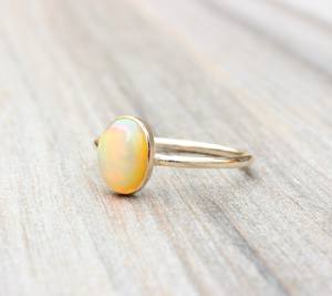 Ethiopian Opal Ring 925 Sterling Silver 14k Gold Plated Oval <b>Stacking</b> Ring Minimalist Women Jewelry Wholesale Supplier - Product Image 2