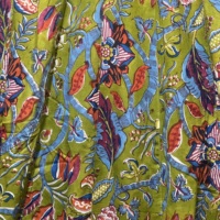 Robe Kurti pour femme en coton écologique vert, à panneaux, col en V, manches cloche évasées, taille naturelle, taille unique, style ethnique
