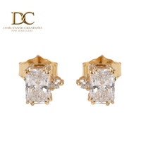 Pendientes de oro amarillo macizo de 14 quilates con diamante cultivado en laboratorio certificado por IGI, corte octogonal, para mujer, regalo para ocasiones especiales.