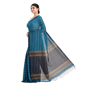 Nouvelle collection de saris en soie/coton tissés à la main, légers et écologiques, gris et noir, motif Buti, design élégant pour les mariages féminins - Product Image 2