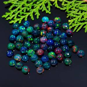 FF JEWELLERS Opale d'Éthiopie noire naturelle, taille brillant, cabochon, pierres précieuses en vrac, 8-10mm, effet de couleur, certifiées par un tiers - Product Image 6