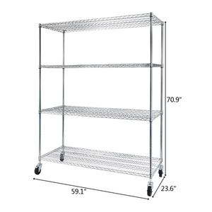 Adjustable 4 Tier Steel <b>Wire</b> Shelving <b>Rack</b> with 4\" Wheels Storage <b>Racks</b> & Shelving Units - Product Image 5