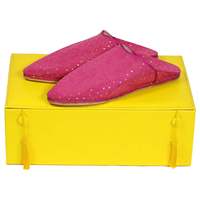 Babouches marocaines Biyadina pour femmes, dessus et doublure en cuir véritable, semelle en caoutchouc, chaussures confortables pour la maison, taille 5
