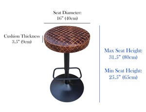 Modern Genuine Leather <b>Adjustable</b> Counter <b>Stool</b> Diamond Stitch Swivel <b>Bar</b> Chair for Home Cafe Restaurant - Product Image 4