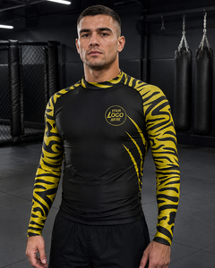 Camiseta de Manga Larga Personalizada para Hombre, Diseño de Tigre Negro y Amarillo, Transpirable, Ecológica, de Secado Rápido, para MMA, con Logotipo Impreso en la Parte Delantera - Product Image 6
