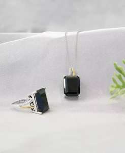 Ónix (10 CT. T. W.) y collar con colgante con acento de diamantes en plata de ley y oro de 14k | Macy's - Product Image 2