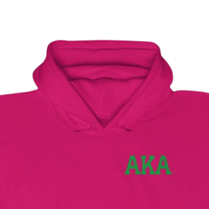 เสื้อฮู้ด AKA Crest รุ่น World Famous สีชมพูร้อน ปักลายสีเขียว เสื้อฮู้ดแบบสวมหัว สั่งทำได้ ชุดยูนิฟอร์มกรีก - Product Image 5