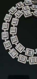 Cadena Cubana de Diamantes Estilo Hip Hop, Oro Blanco de 14K, Joyería Moderna Unisex, Cadenas Finas para Compromisos, Bodas y Regalos - Product Image 2