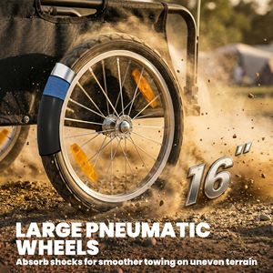 Carrello Rimorchio Bici con Ruote Pneumatiche da 16 Pollici a Sgancio Rapido e Cerchi in Alluminio, Rosso con Bandiera Nera - Rimorchio Cargo per Bici - Product Image 5