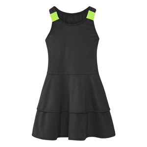 Girls Pink Sleeveless Tennis <b>Dress</b> With <b>Ruffle</b> Skirt Breathable Fitted Sport Wear For Children <b>All</b> Seasons - Product Image 2