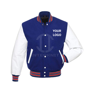 Chaqueta Varsity de Béisbol para Hombre, Estilo Urbano, con Letras y Emblemas de Animales/Corazones, Mezcla de Lana, Mangas de Cuero Genuino - Precio al por Mayor - Product Image 2