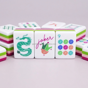 En stock: Juego de Mahjong americano de lujo en acrílico rojo rosa, juego de Mahjong de viaje, fichas de Mahjong Miss, juego de Mahjong americano. - Product Image 2