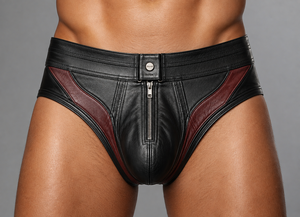 <b>Men's</b> Genuine Leather Underwear Brief Burgundy Luxury Designer <b>Pouch</b> Custom Logo OEM ODM Wholesale Premium Fashion Hot Selling - Product Image 2