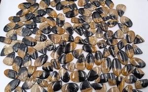 Cabochon d'agate de palmier naturelle de haute qualité, de forme ovale et de couleur marron |   Pierres brutes polies pour la fabrication de bijoux |   Fournisseur en gros - Product Image 2