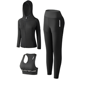 Chándal de gimnasio para mujer con cremallera completa o media cremallera, chaqueta con capucha o sin capucha, pantalones jogger, ajustado, oversize, transpirable - Product Image 2