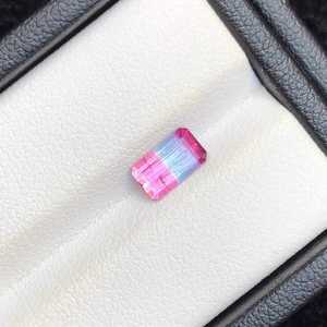 Natural Tricolor Tourmaline Loose Gemstone Emerald Cut <b>Rare</b> <b>Crystal</b> Stone For Jewelry Making Collection - Product Image 1