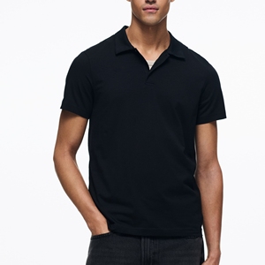 Polo homme bleu marine à demi-zip avec short assorti, fabrication en lot de deux. - Product Image 6