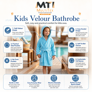 Albornoz con capucha para niños y adolescentes, de terciopelo tejido de algodón absorbente, ecológico, para piscina y playa, bata de cambio portátil para armario - Product Image 3