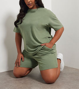 Conjunto de Verano Informal de 2 Piezas, 100% Algodón, Camiseta y Pantalones Cortos, Personalizable con Logotipos Impresos, Bordado Sólido, Encaje, Alta Calidad - Product Image 6