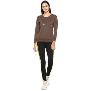 Sudadera de Cuello Redondo Marrón para Mujer con Bordado de Flor de Margarita, Manga Larga, Tejido de Algodón, Ropa Casual de Otoño - Product Image 2