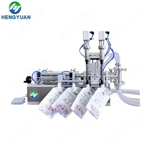 HYSP2-HS Semi automatic Pneumatic Piston Cylinder Double-headed Free and Half-flowing Liquid Spout Pouch Filling Machine
