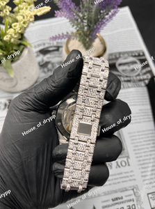 Reloj de Pulsera Modelo Slim Iced Out de Acero Inoxidable con Diamantes de Moissanita, Estilo Hip Hop Unisex, Diseño de Lujo, Regalo - Product Image 4