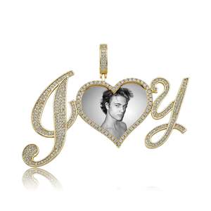 Colgante Personalizado con Iniciales RAMDUT IMPEX, Marco de Fotos en Forma de Corazón, Moissanita, Plata 925, Bañado en Rodio, Lujoso, Certificado GRA, Unisex - Product Image 2