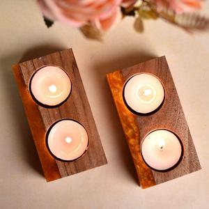 Support de bougie en bois et résine fait main de qualité supérieure, porte-bougie chauffe-plat décoratif, centre de table pour la maison, les mariages et la décoration de restaurants - Product Image 3