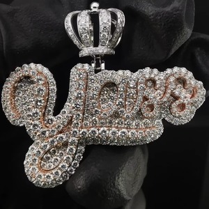 Hip Hop Jewelry Iced Out Custom Letter <b>Pendant</b> 925 Sterling <b>Silver</b> VVS Moissanite Number Name <b>Initial</b> Logo Two Tone Bail <b>Pendant</b> - Product Image 3