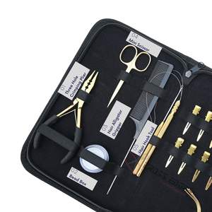 Hair Extension <b>Tools</b> Kit 3 Hole Micro Bead Crimper Plier Nonslip <b>Hook</b> <b>Tool</b> Pulling Loop Needle Clips Scissor Bead Box - Product Image 3