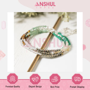 Diseño elegante y clásico, pulsera de tobillo espiritual de cristal Dhan Yog con cuentas facetadas multicolor, de fabricante indio. - Product Image 6