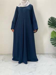 Abaya Maxi Évasée Respirante en Polyester Style Dubaï pour Femme, Faite à la Main avec Paillettes et Perles, Col en V, Manches Longues, Islamique, Aïd Ramadan - Product Image 5