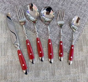 European Style 3pcs <b>Flatware</b> Set Green Texured Resin Handle Cutlery Set For Wedding Dinnerware Tableware Kitchenware Utensil - Product Image 3